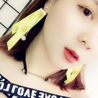 Smiley Face Ribbon Drop Earring