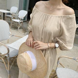 Maxi Peasant Dress With Sash