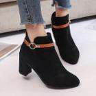 Chunky-heel Pointy-toe Ankle Boots