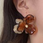 Flower Resin Earring 1 Pair - Coffee - One Size