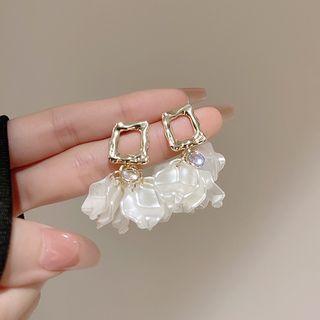 Geometric Drop Earring 1 Pair - Gold & Off-white - One Size