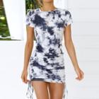 Cap-sleeve Tie-dye Mini Bodycon Dress