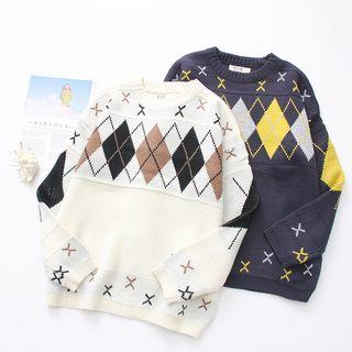 Rhombus Pattern Knit Top