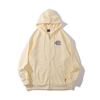 Rainbow Embroidered Zip-up Hoodie