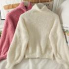 Cowl-neck Furry-knit Sweater In 6 Colors