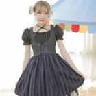 Stripe Lace-up Jumper Dress