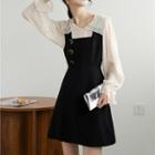 Set: Layered Collar Blouse + Pinafore Dress