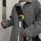 Long-sleeve Checked Shirt Plaid - Black & White - One Size