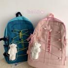 Lettering Drawstring Backpack / Bag Charm / Set