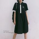 Color Block Polo Dress Black - One Size