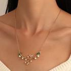 Flower Glaze Pendant Alloy Necklace 1pc - 01 - 7518 - Gold & Green & White - One Size
