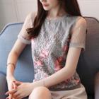 Short-sleeve Floral Lace Top