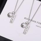 Couple Matching Sea / Mountain Lettering Tag Pendant Sterling Silver Necklace