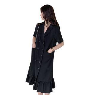 Short-sleeve Ruffle Hem Blazer Dress