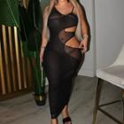 Spaghetti Strap Cut-out Maxi Sheath Dress