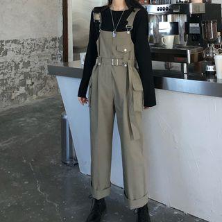 Wide-leg Cargo Dungaree As Shown In Figure - One Size