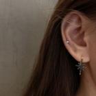 925 Sterling Silver Rhinestone Star Dangle Earring 1 Pair - Hook Earrings - Star - Black - One Size