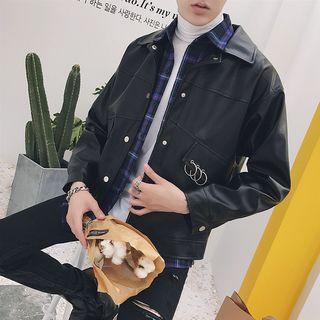 Hoop Detail Faux Leather Jacket