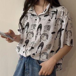 Face Print Short-sleeve Shirt