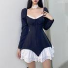 Long-sleeve Layered Mini Corset Dress