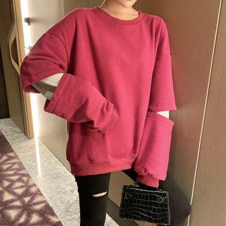 Mock Two-piece Cutout Sweatshirt As Shown In Figure - One Size