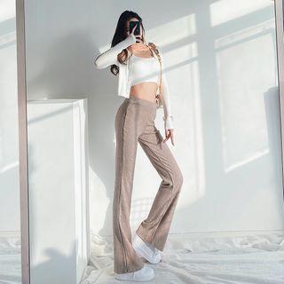 High-waist Knit Boot-cut Pants