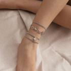 Alloy Padlock Layered Anklet