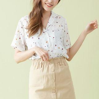 Patterned Short-sleeve Shirt White - One Size