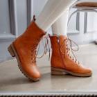 Lace-up Low Heel Short Boots
