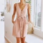 Sleeveless Button-up Mini Dress