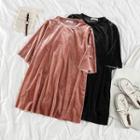 Velvet Short-sleeve T-shirt Dress