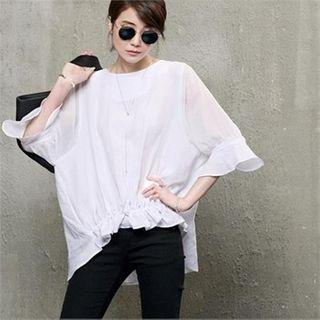 Frill-cuff Band-hem Top