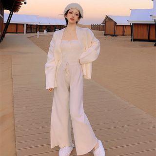 Cardigan / Wide-leg Knit Pants / Tube Top