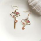 Non-matching Alloy Sakura Fan Dangle Earring