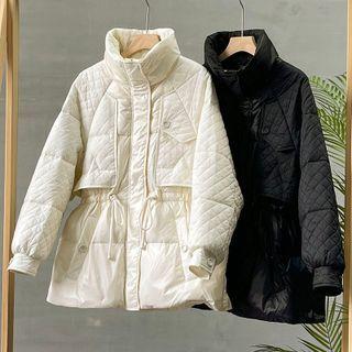 Stand Collar Drawstring-waist Padded Jacket