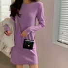 Multi-color Round-neck Long-sleeve Dress