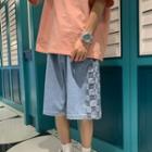 Checkered Denim Shorts
