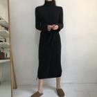 Mock-neck Midi Sweater Dress Black - One Size