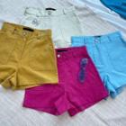 Vivid Patch-pocket Corduroy Shorts