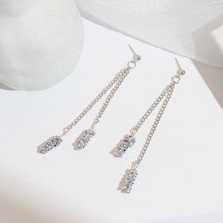Rhinestone Drop Earring 1 Pair - Era041-53 - Silver - One Size
