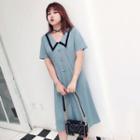 Two-way Short-sleeve Collared Midi Dress