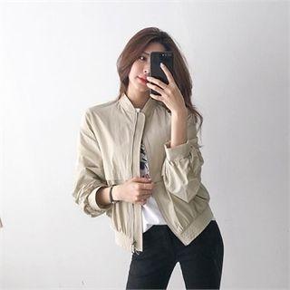 Shirred Sleeve Bomber Jacket