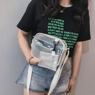 Transparent Lettering Crossbody Bag White - One Size