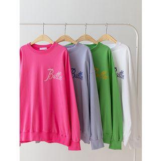 Plus Size Letter-embroidered Sweatshirt