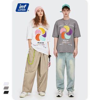 Unisex Windmill-print Loose T-shirt