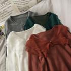 Mesh-collar Slim-fit Knit Top In 5 Colors