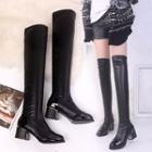 Block Heel Faux-leather Over-the-knee Boots