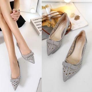 Perforated Bow Pointed Flats