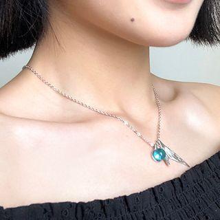 Bead & Mermaid Tail Pendant Necklace White Gold Plated - Silver - One Size