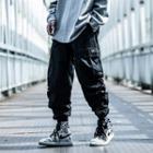 Lettering Print Ruched Cargo Sweatpants